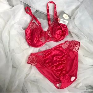 Vintage 80s red Christian Dior lingerie set